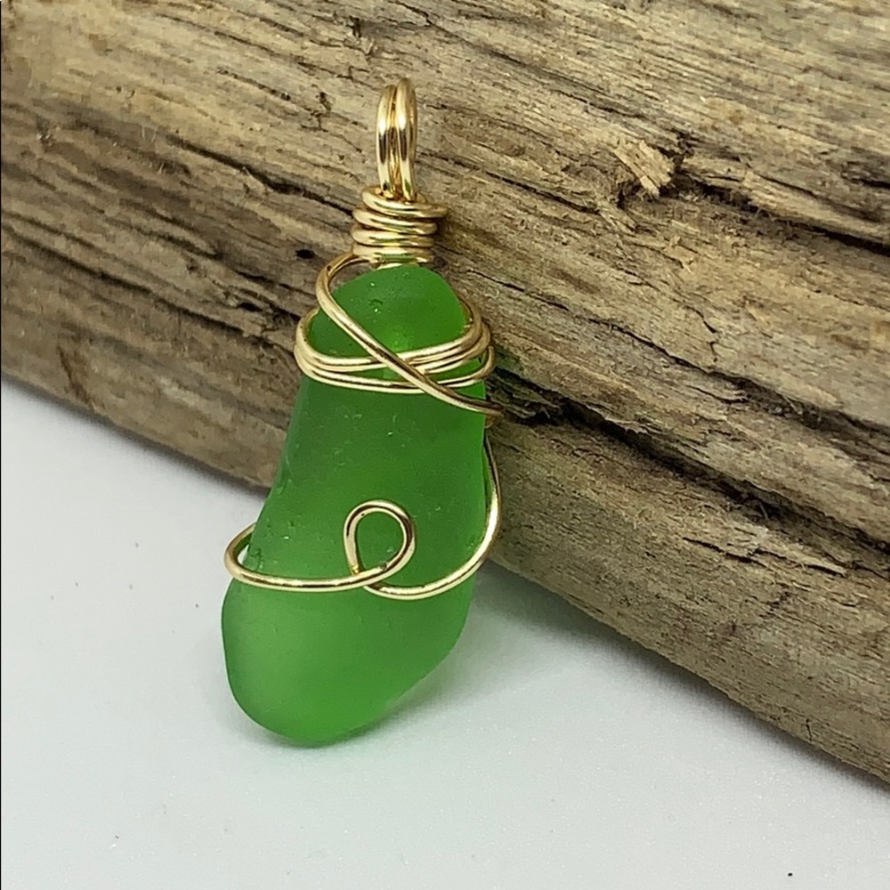 Green sea glass pendant